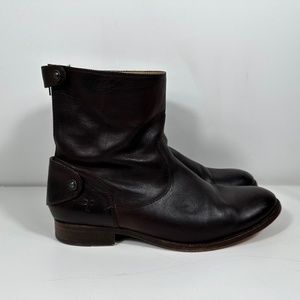 FRYE Women's Size 11 B Veronica Back-Zip Short Boot, Brown Mid Calf